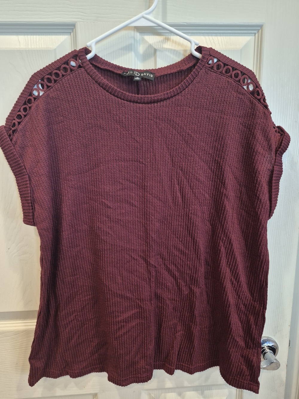 5/25 Fred David Burgundy Crochet-Shoulder Tank Top
